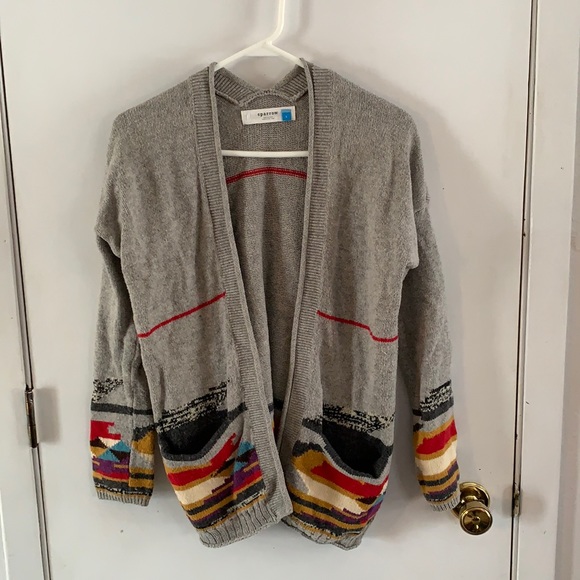 Anthropologie Sweaters - Sparrow Anthropologie grey open front cardigan with southwestern motif